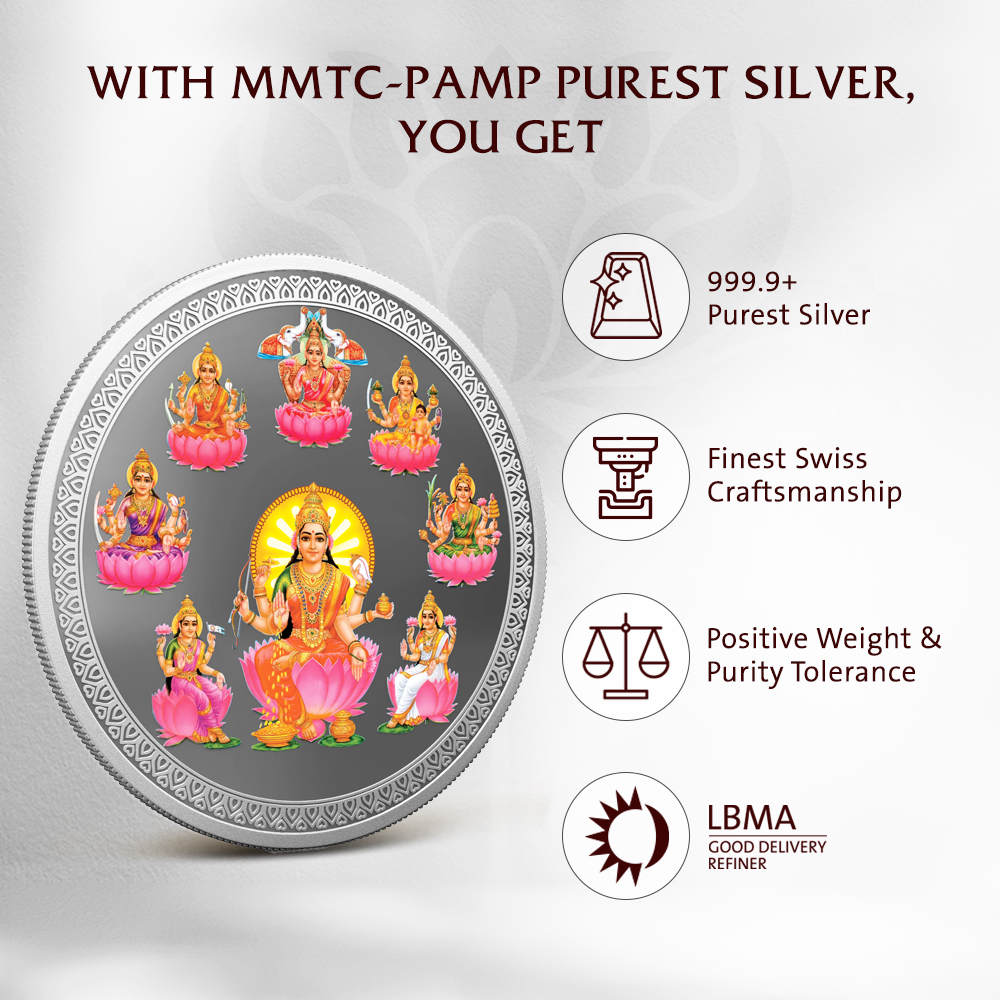 MMTC-PAMP Laxmi (999.9) 50gm Color Silver Coin